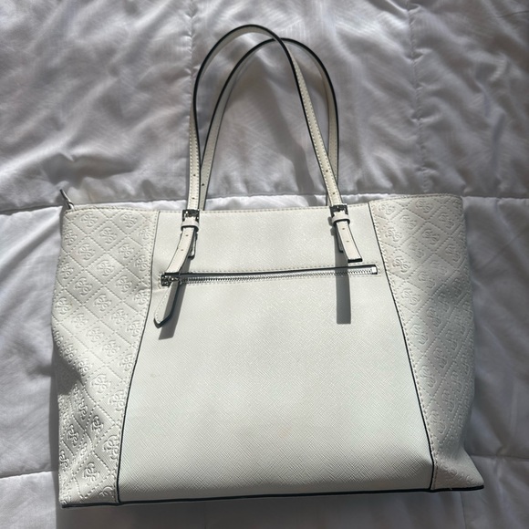 White Guess Leather Double-Handle Handbag - Picture 2 of 4